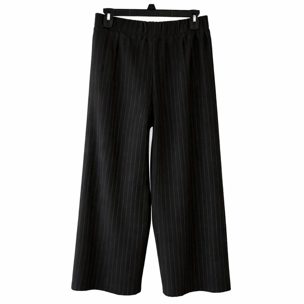 Zara Black and White Striped Wide-Leg Pants - Picture 4 of 5